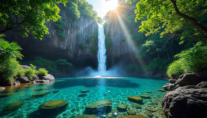 découvrez la cascade langevin à la réunion, une spectaculaire chute d’eau offrant un cadre naturel idéal pour la baignade et la détente en pleine nature.